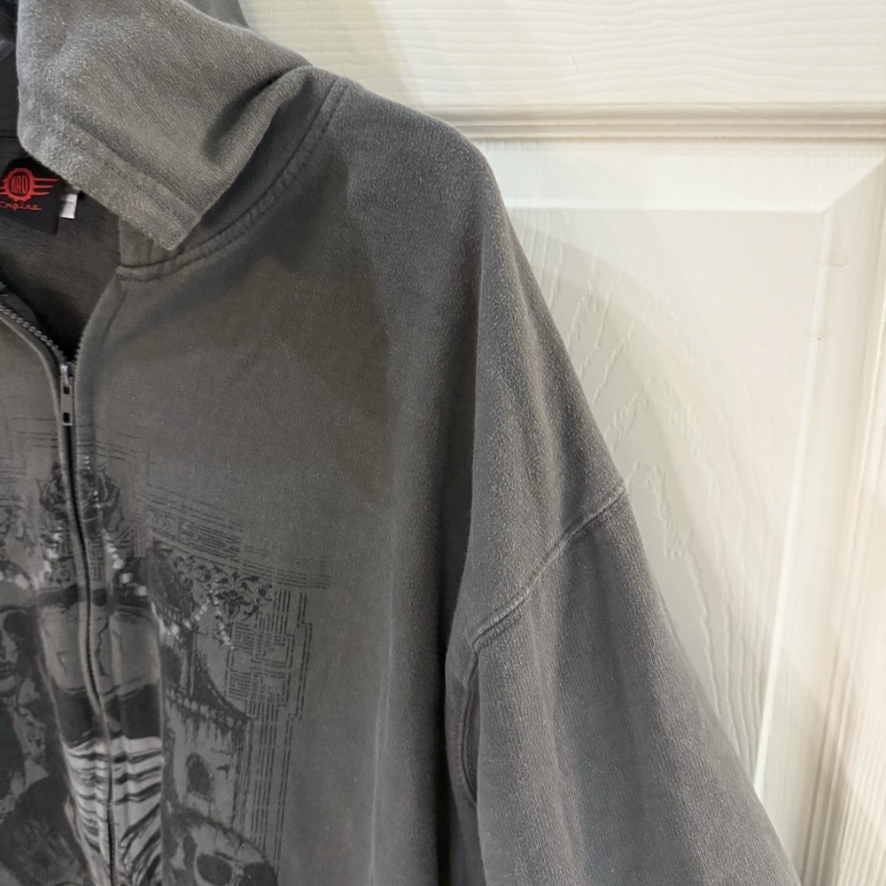 Mad‎ Engine Men's Zip Up Hoodie Skeleton Goth Grunge Skater XL - Picture 8 of 16
